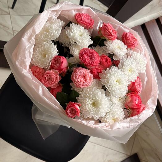 Хризантемы с розами 2