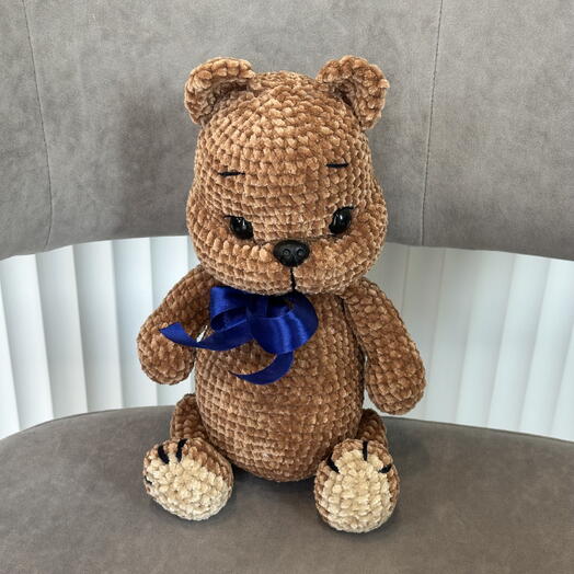 Игрушка мишка с синим бантиком