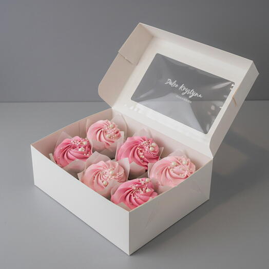 Pearl Pink Cupcake Box (6 units)