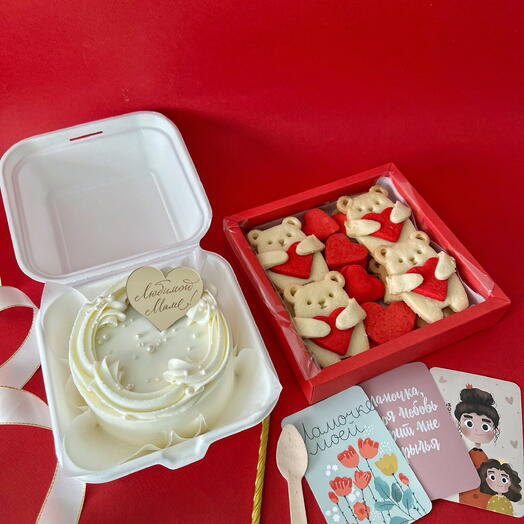 Бенто торт и песочное печенье милые мишки подарок мамочке на День матери