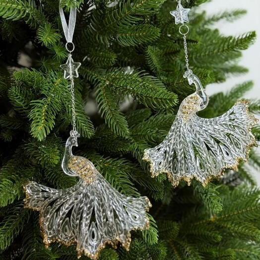 Набор украшений Жар-Птицы 2 шт. акрил прозрачно-золотой h=14.5 см