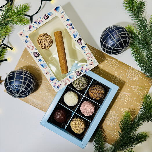 Подарочный набор сырных и фруктовых трюфелей, 6 шт