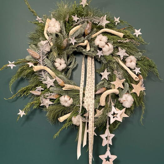 Corona navideña con estrellas XL