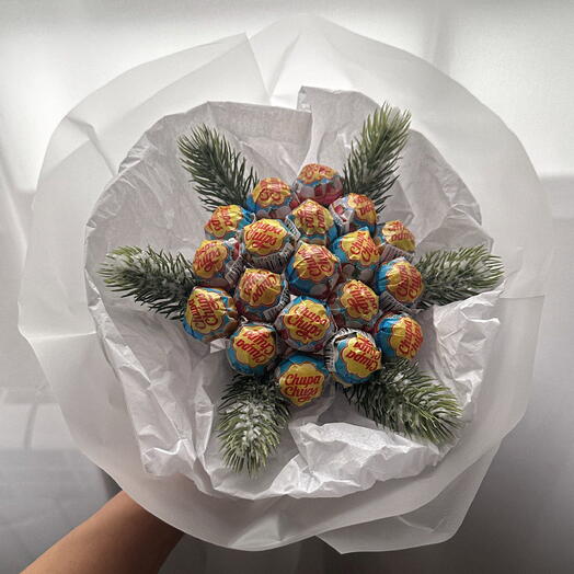 Зимний букет из чупа чупсов