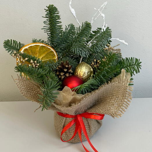 Новогодняя композиция мини с декором «Золото. Цитрус»