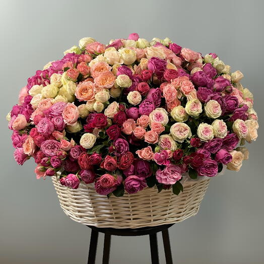 🌹️🎁Корзина со 101 кустовой розой микс