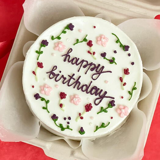 Бенто торт happy birthday с цветами на день рождения