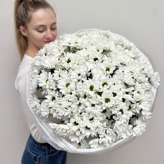 Монобукет из 25 ромашковых хризантем