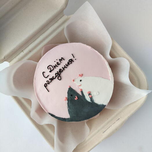Bento cake "Happy Birthday" with rats for a friend, sister, colleague