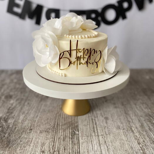 Торт с вафельными цветами на День Рождения 2кг