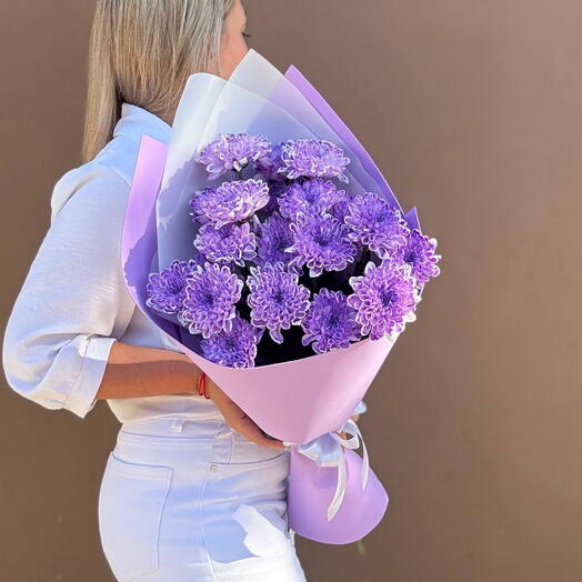 " Lavender"- фирменый букет, 3 хризантемы