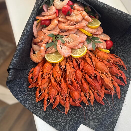 Букет на мужчине который из морепродуктов