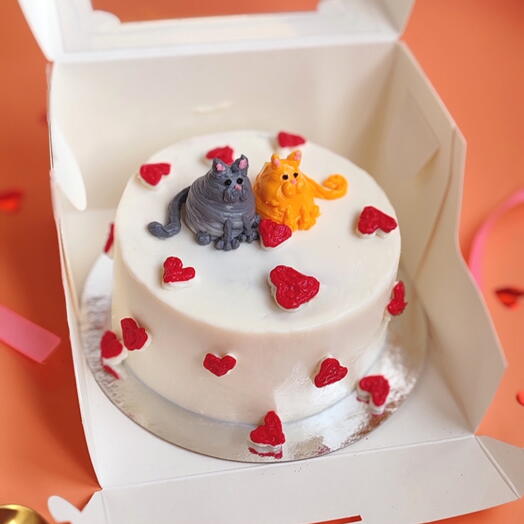Бенто торт с котиками и сердечками
