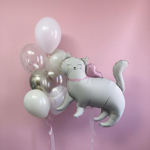 Воздушны шары с милой кошечкой