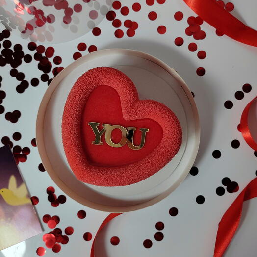 Бенто муссовый торт Груша миндаль, топпер YOU зеркальная глазурь