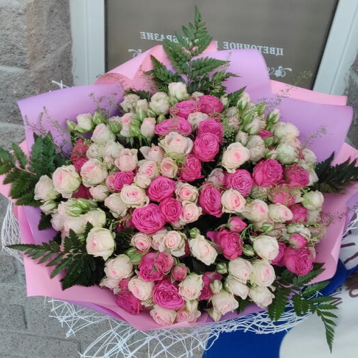 Кустовые розы 25 шт микс n85