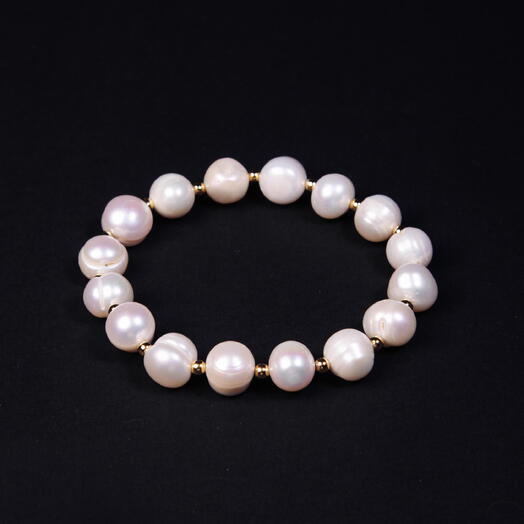 Браслет Самшит Белый жемчуг культивированный 14K 17 см (BRA1091)