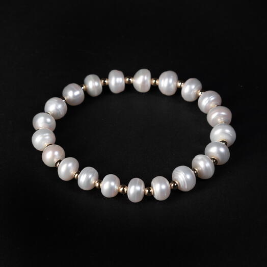 Браслет Нимфея Белый жемчуг культивированный 14K 17 см (BRA1087)
