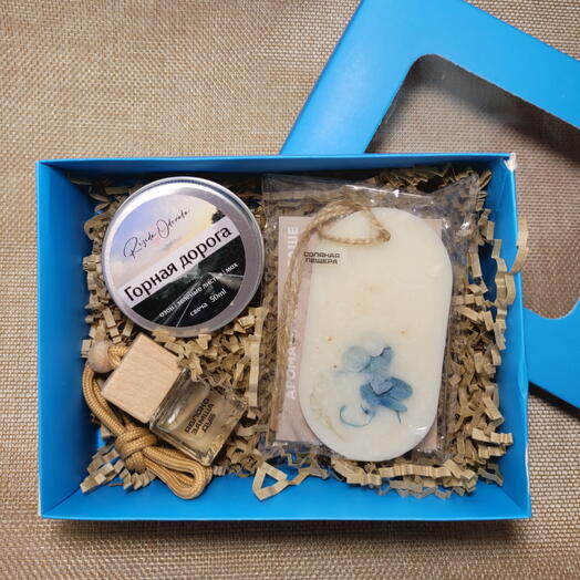 Набор свеча + аромасаше+автопарфюм