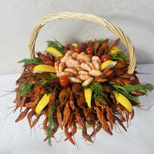 Корзина с раком и креветками для всех