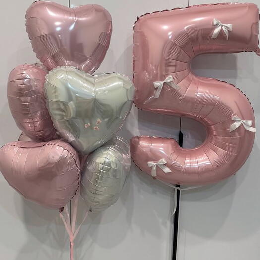 Воздушные шары на 5 лет "Бантики"
