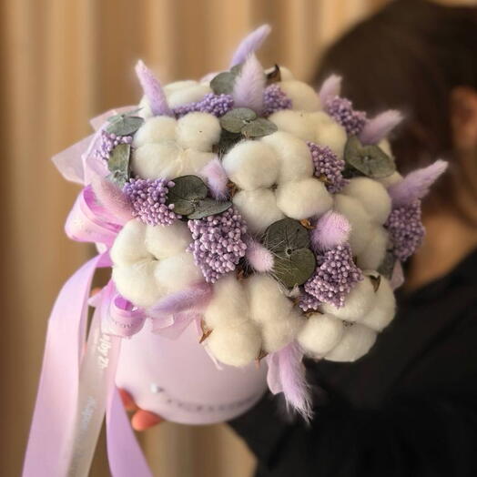 Композиция из хлопка, лагуруса и озотамуса💜