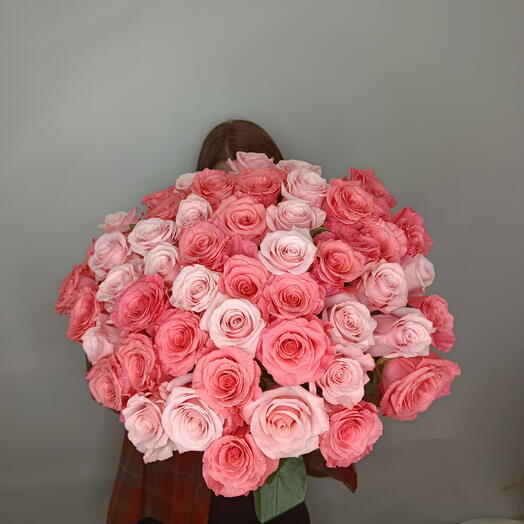 Bouquet of 51 roses pink mix