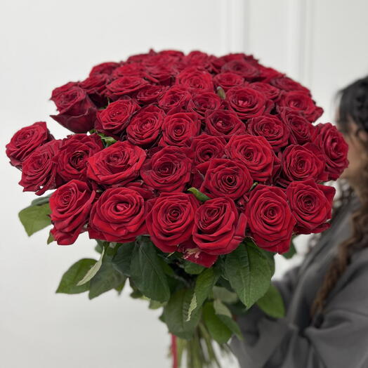 Роза Red Naomi 60см, лента, 51шт