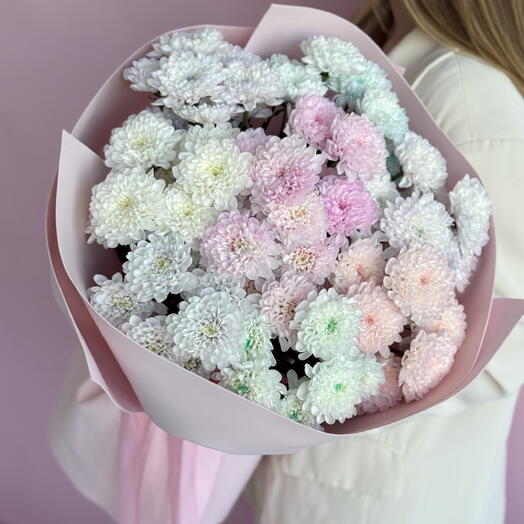 Монобукет из 9 акварельных хризантем 🤍💕