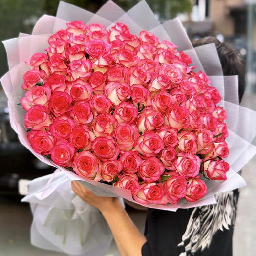 Розы розовые джумилия 60см 75шт