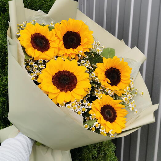 Букет солнечный с подсолнухами🌻