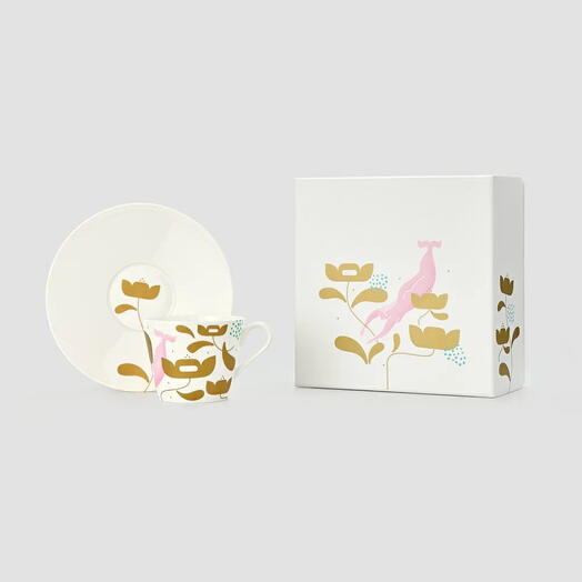 Чайная пара фарфоровая "Русалки", косая форма, 250мл, в подарочной картонной коробке, 20х20х10 см