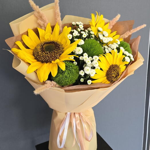 Летний букет лёгкий из подсолнух 🌻