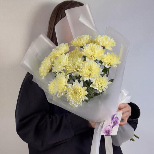 Букет-комплимент из желтых кустовых хризантем (3 ветки) от XOFLOWERS