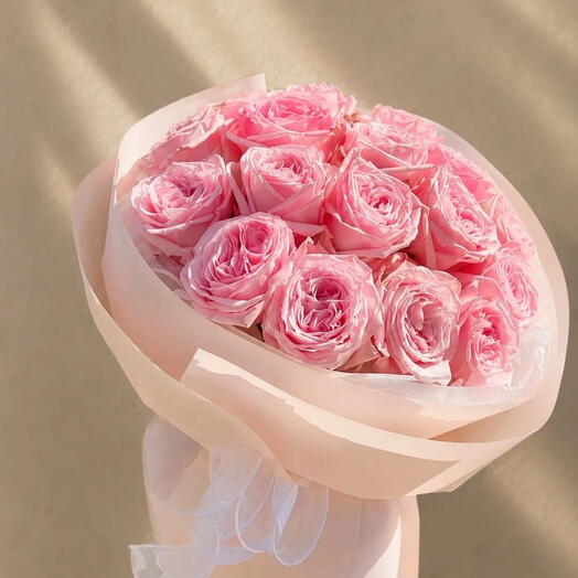 19 роз Pink O Hara  (монобукет, в наличии)
