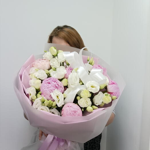 Авторский букет пион, эустома 03467