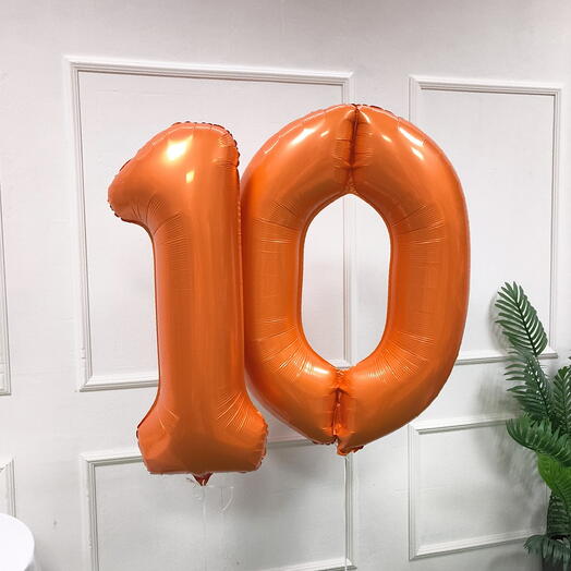 Шар цифра 10 оранжевая