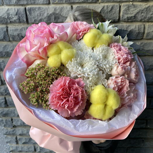 Букет с французской розой « Яркая девочка»