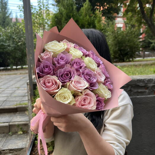 21 Роза нежный микс