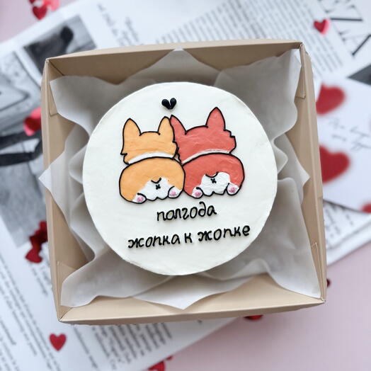 Бенто торт с корги, жопка к жопке