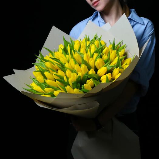 Цветы Тюльпаны желтые - купить с доставкой в Новосибирске от ЕвроFlora