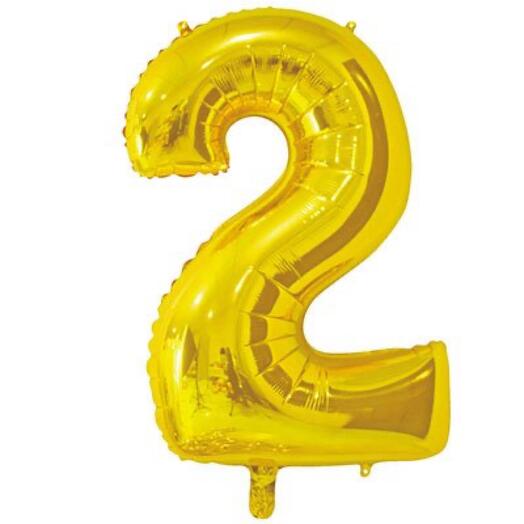 Шар цифра "2" с гелием, Gold