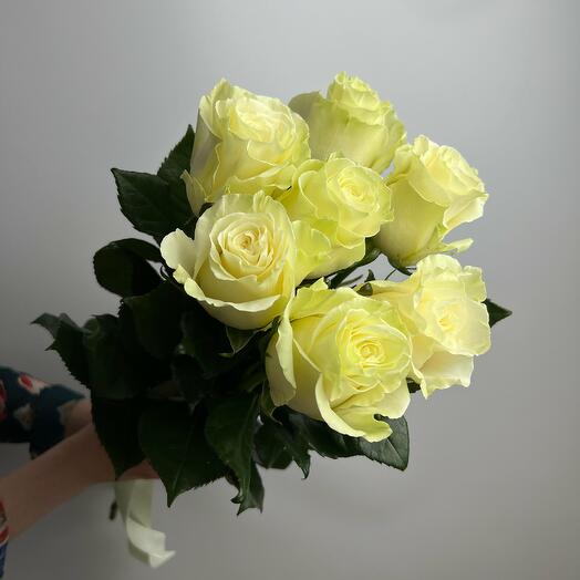 Роза мондиаль белая 7 шт