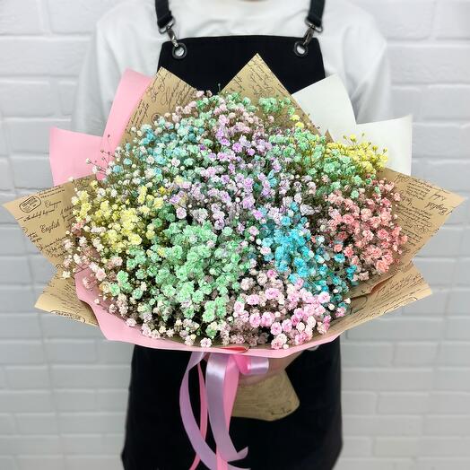 Букет радужных гипсофил 9шт от Flowerstorg N736