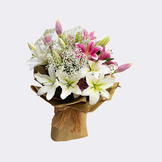 Pink White Lily Bouquet