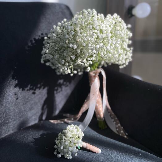 Ramo de novia de gypsophila blanca como la nieve