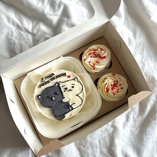 Бенто набор с капкейками с рисунком