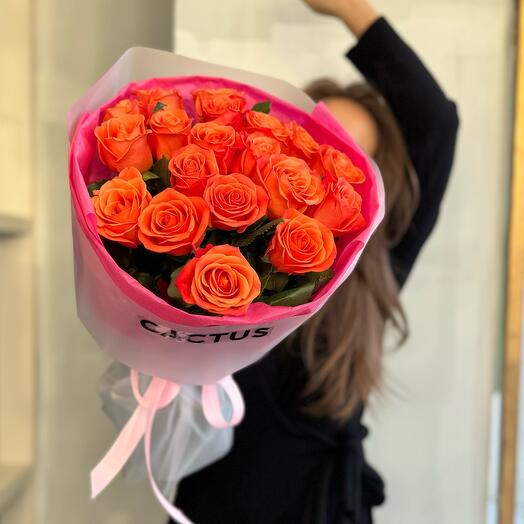 Mono bouquets of 19 orange roses