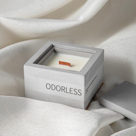 Свеча в гипсе ODORLESS GRAY, 100 мл