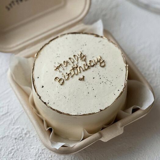 Бенто торт с золотой надписью Happy birthday на день рождения 🎉